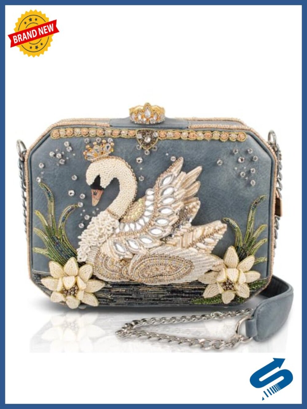 Beaded Crossbody Bag with Chain Strap - Artisan Beaded Handbag